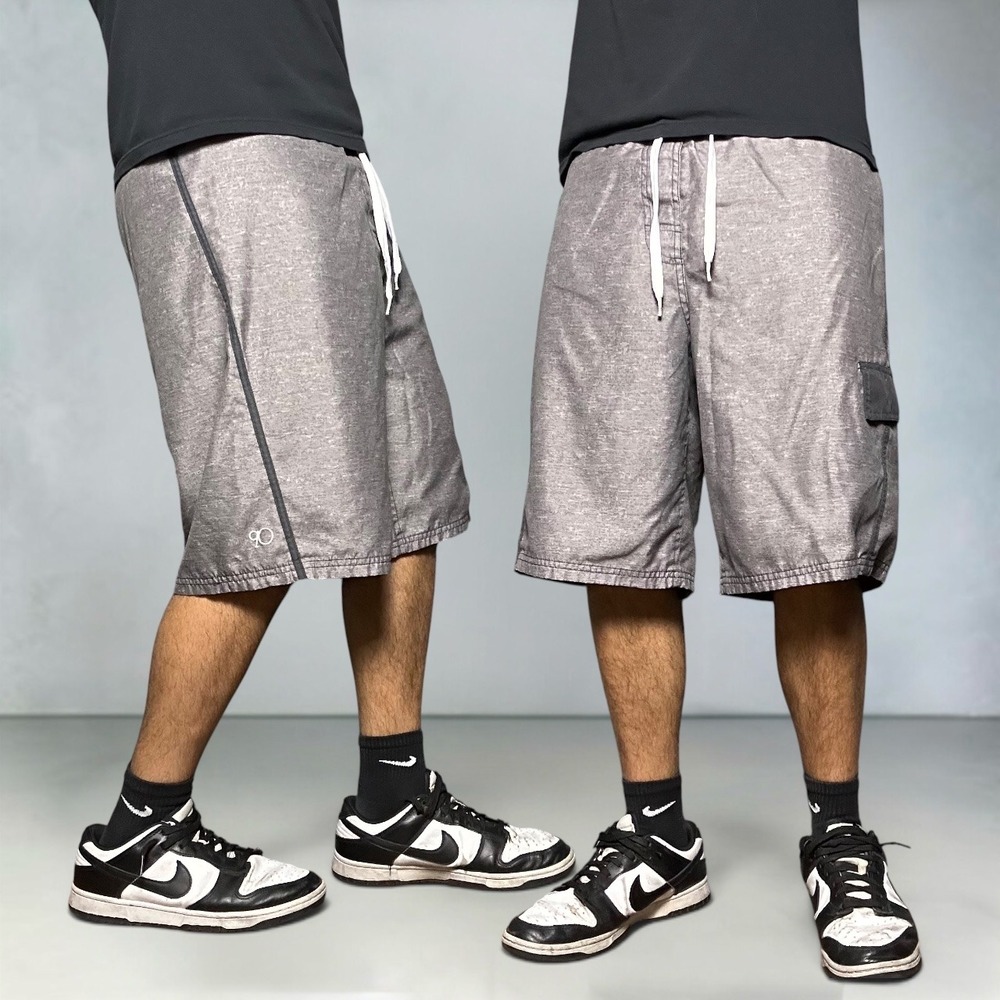 OP Ocean Pacific Grey Heathered Board Shorts Skater Baggy‎ Y2K Mens Size Medium